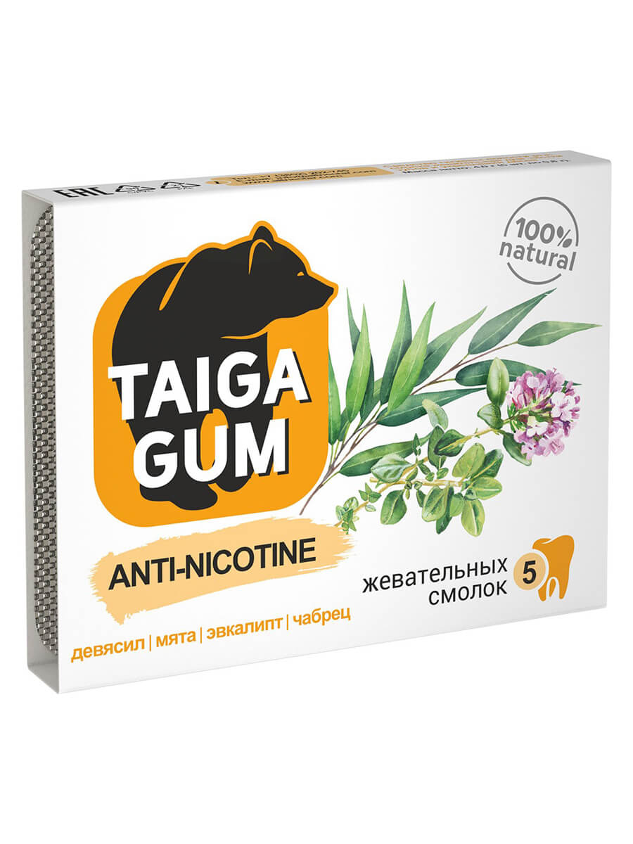 Жевательные смолки Taiga Gum ANTI-NICOTINE 5 шт