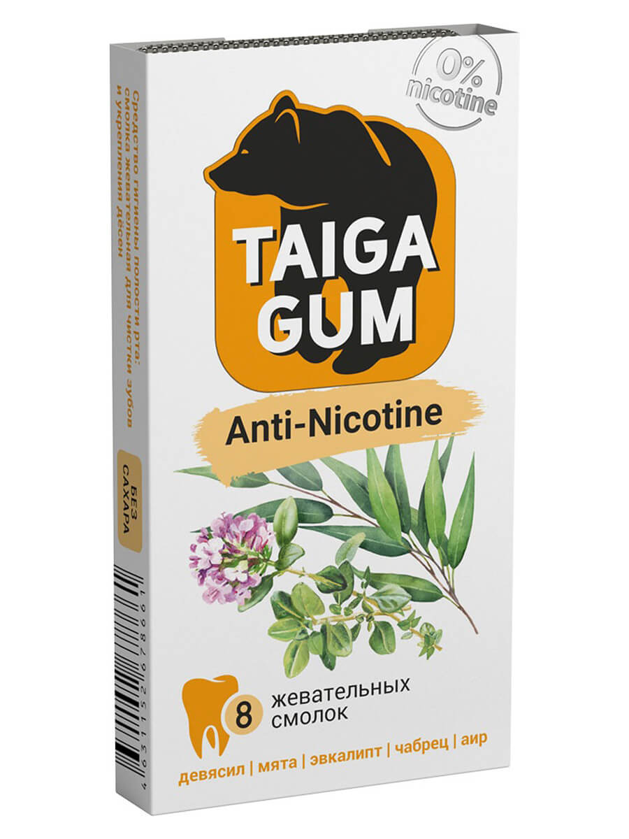 Жевательные смолки Taiga Gum ANTI-NICOTINE 8 шт